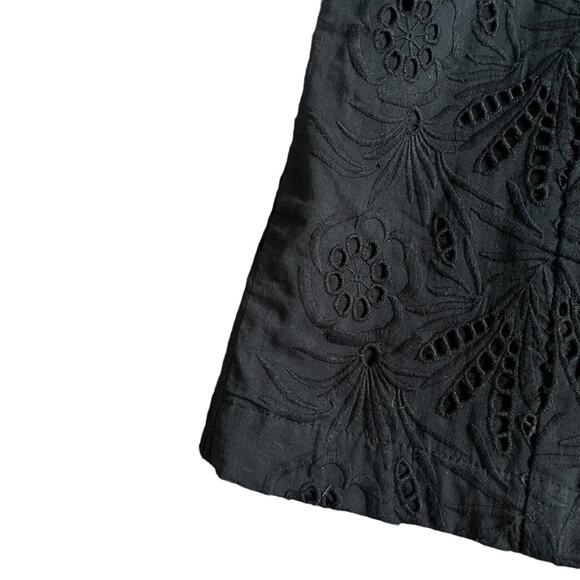 Free People Daniella Eyelet Lace Mini Dress Cottage Boho Prairie Black Size 0 XS - Picture 7 of 11